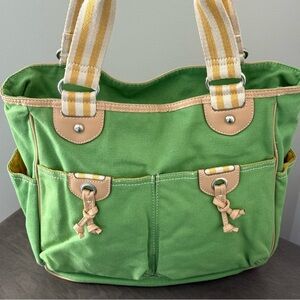 St. Johns Bay Green Tote Bag Tan Accents